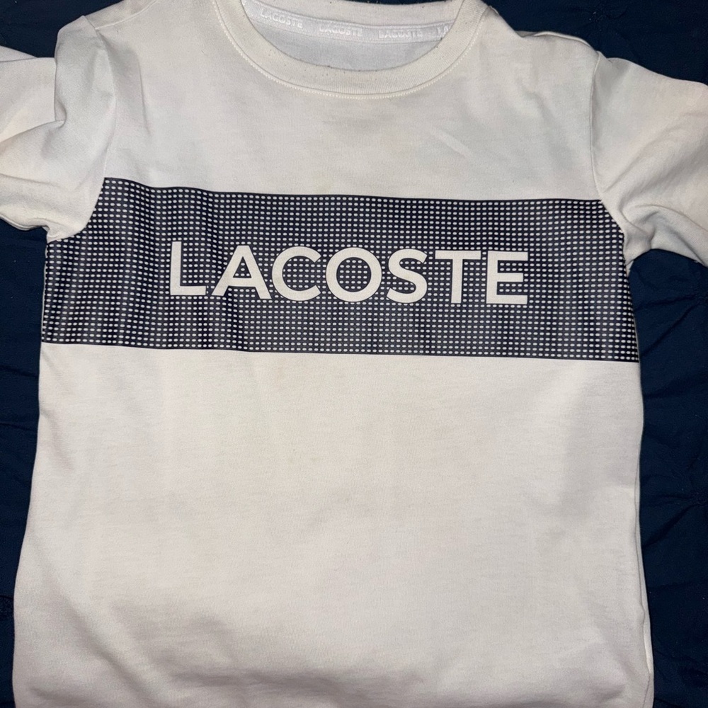 Lacoste White Long Sleeve Tee Classic Sporty Design